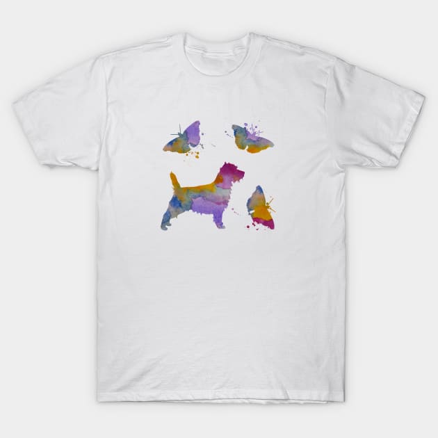 Cairn Terrier Art, Dog with Butterflies T-Shirt by BittenByErmines